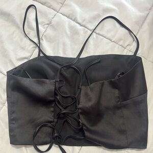 Forever 21 Black Lace-Up Tank Top